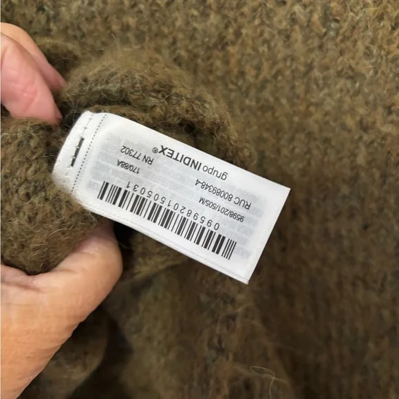 Zara alpaca woll blend cropped relaxed turtleneck sweater olive 90s size medium - Picture 5 of 6